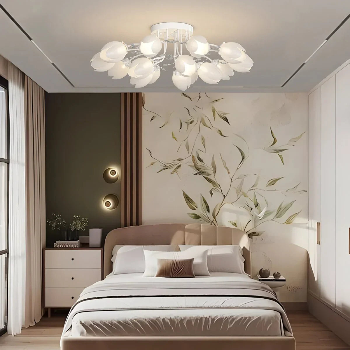 flairel French Pastoral Flower Ceiling Chandelier