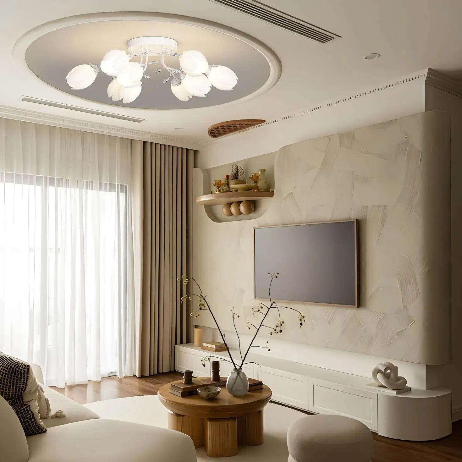 flairel French Pastoral Flower Ceiling Chandelier