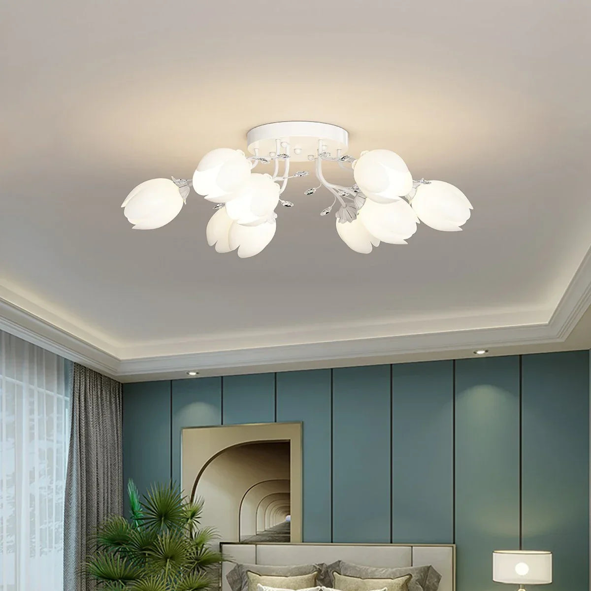 flairel French Pastoral Flower Ceiling Chandelier