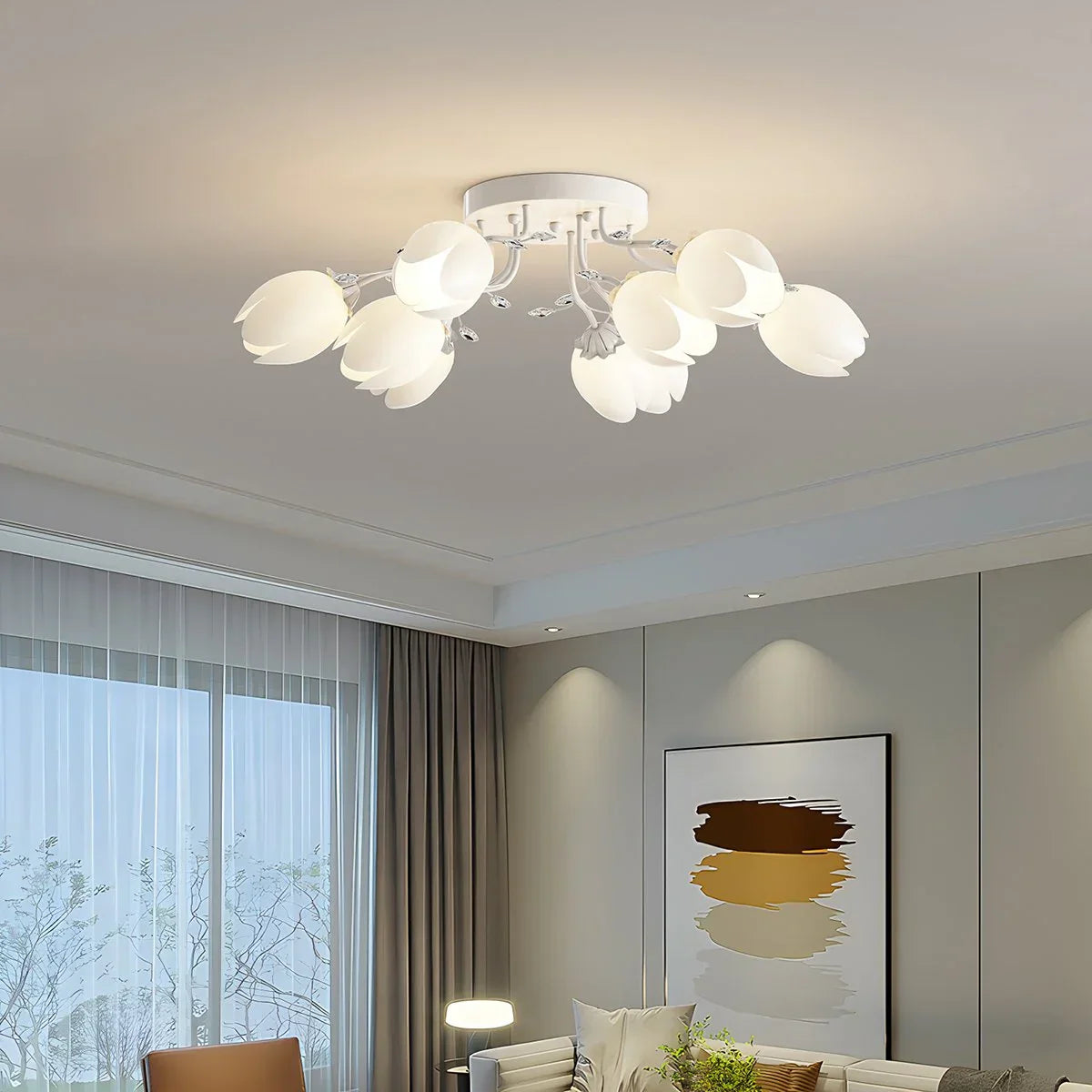 flairel French Pastoral Flower Ceiling Chandelier