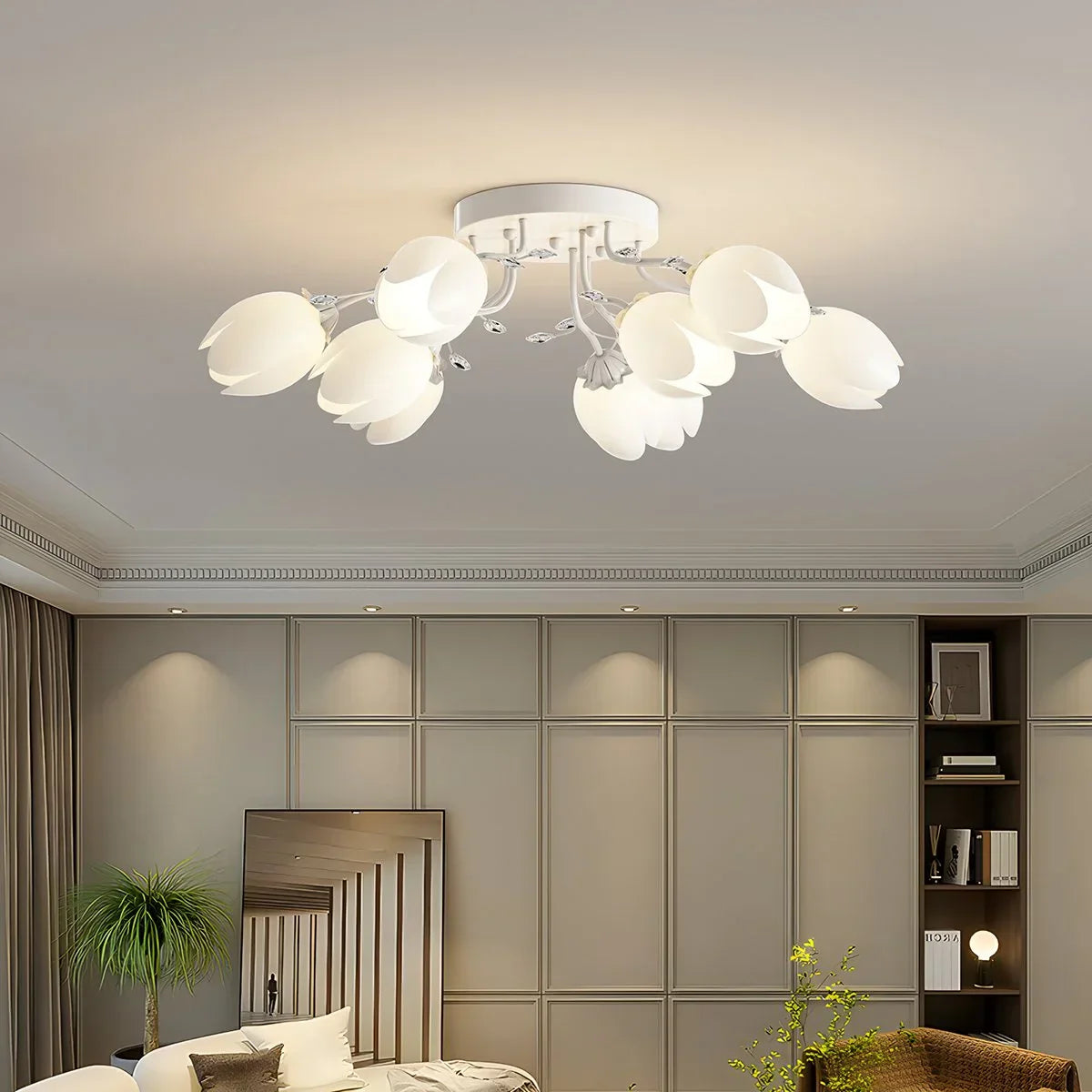 flairel French Pastoral Flower Ceiling Chandelier