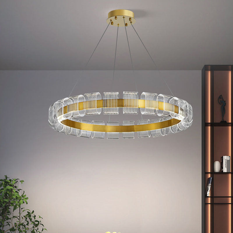 flairel Gold Circular Led Chandelier for Living Room