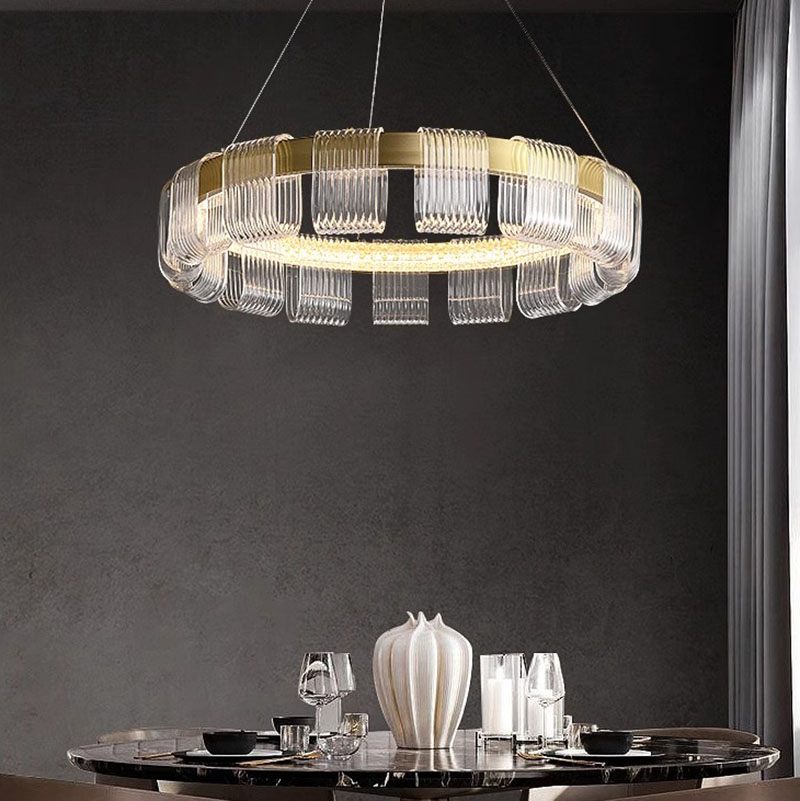flairel Gold Circular Led Chandelier for Living Room