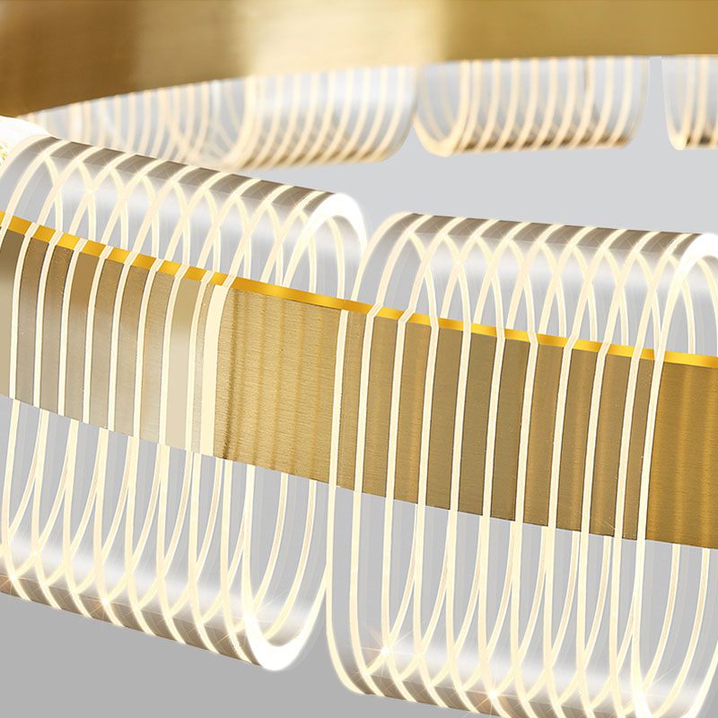 flairel Gold Circular Led Chandelier for Living Room