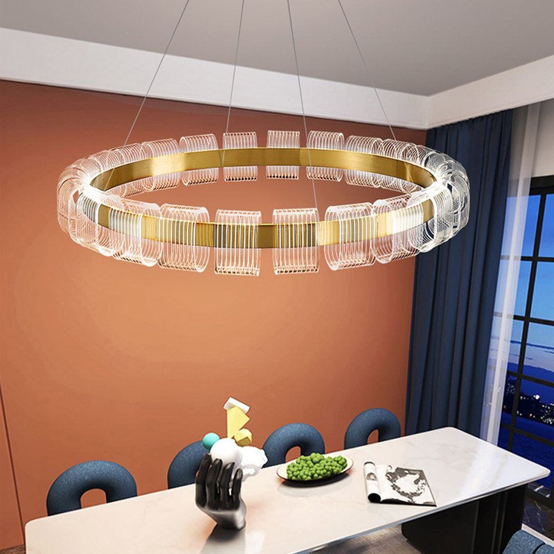 flairel Gold Circular Led Chandelier for Living Room