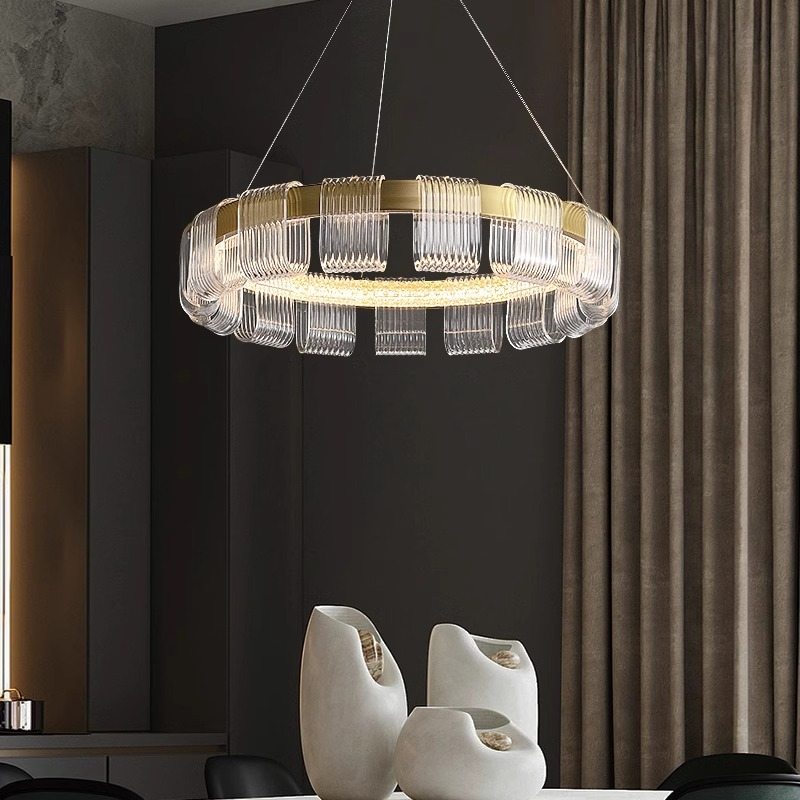 flairel Gold Circular Led Chandelier for Living Room