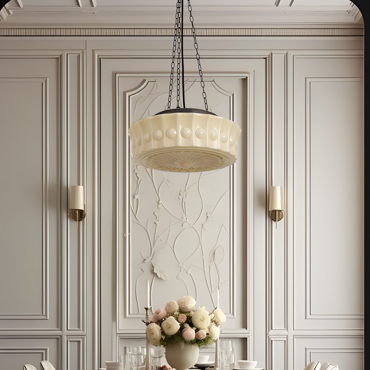 flairel Hailie Vintage French Dome Pendant Light for Living Room