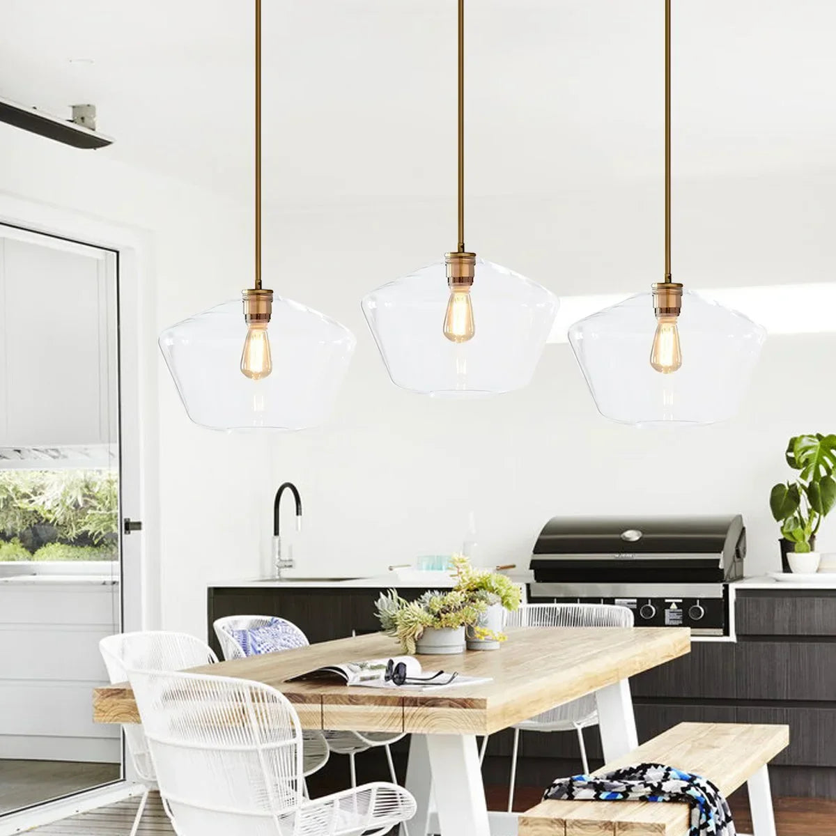 flairel Hailie Clear Glass Pendant Light for Kitchen