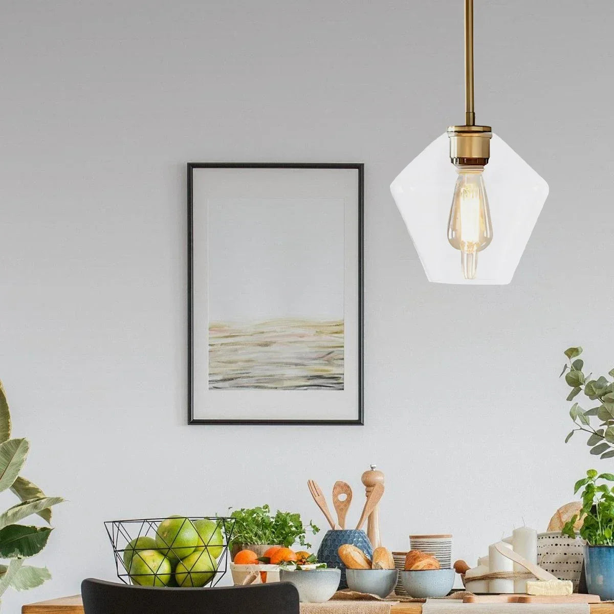 flairel Hailie Clear Glass Pendant Light for Kitchen