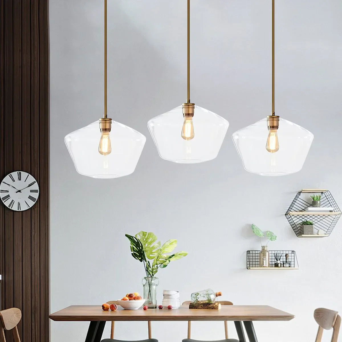 flairel Hailie Clear Glass Pendant Light for Kitchen