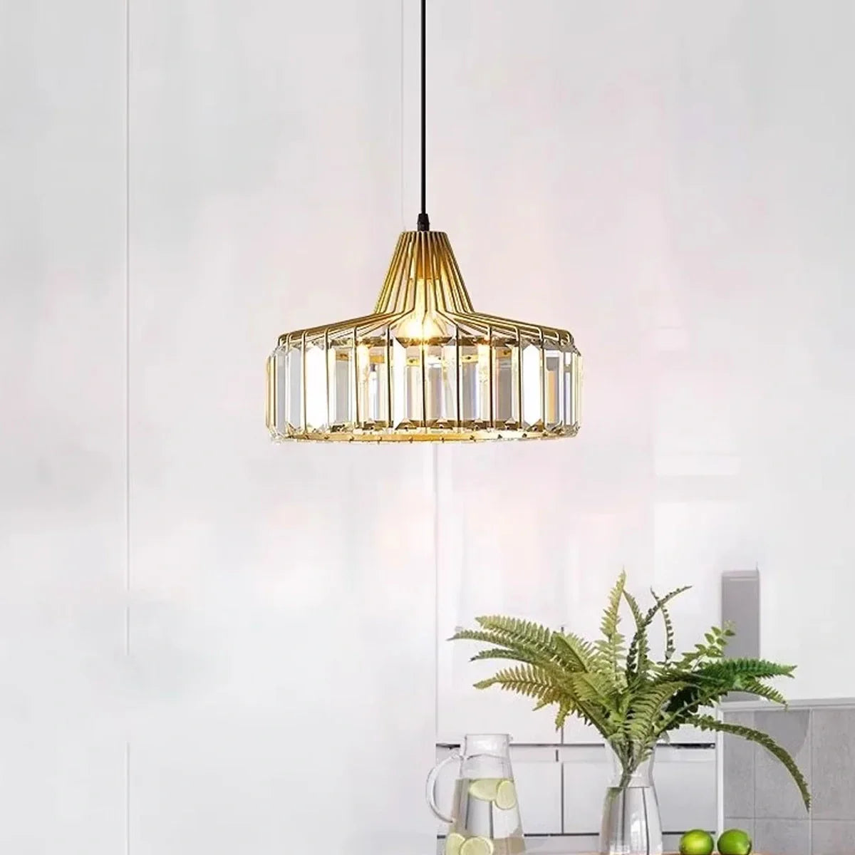 flairel Modern Iron Art Glass Pendant Lamp for Kitchen