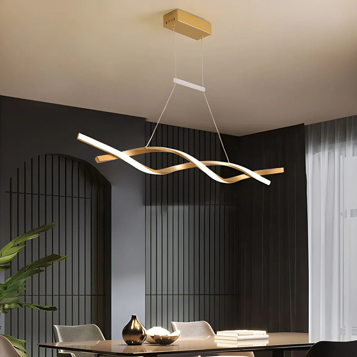 flairel LED Linear Wave Chandelier for Dining Room