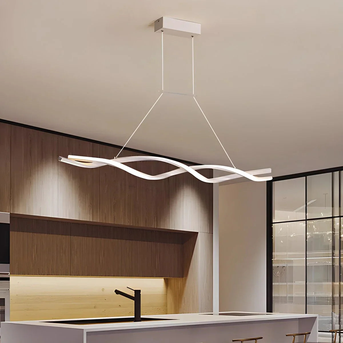 flairel LED Linear Wave Chandelier for Dining Room