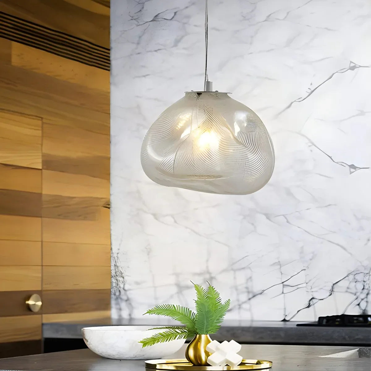 flairel Light Luxury Cloud Shape Glass Pendant Light