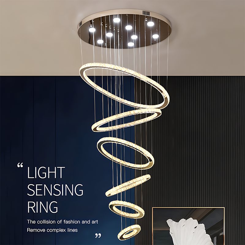 flairel Luxurious Ring Layered Crystal Chandelier