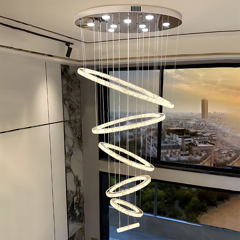 flairel Luxurious Ring Layered Crystal Chandelier