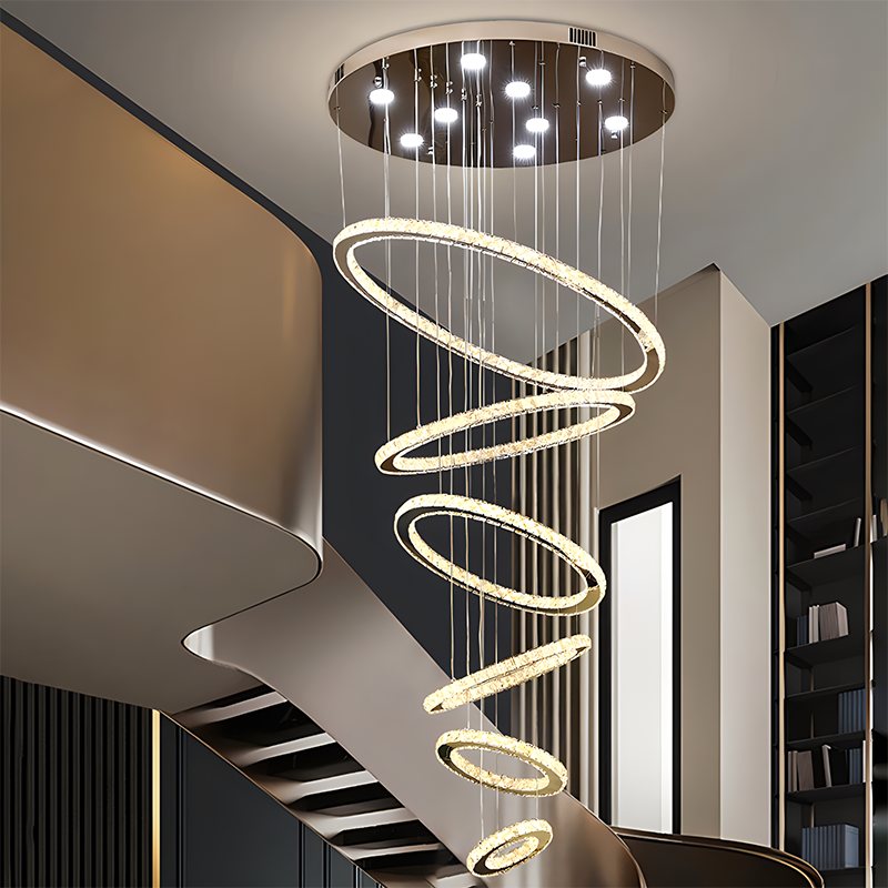flairel Luxurious Ring Layered Crystal Chandelier