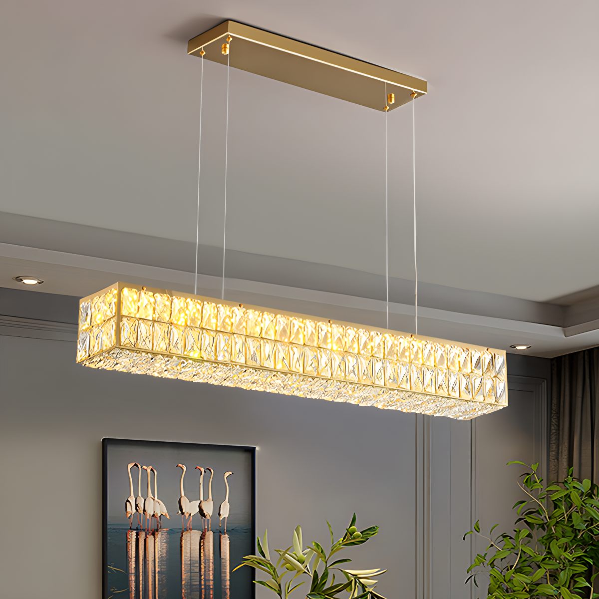 flairel Crace Cuboid Crystal Chandelier