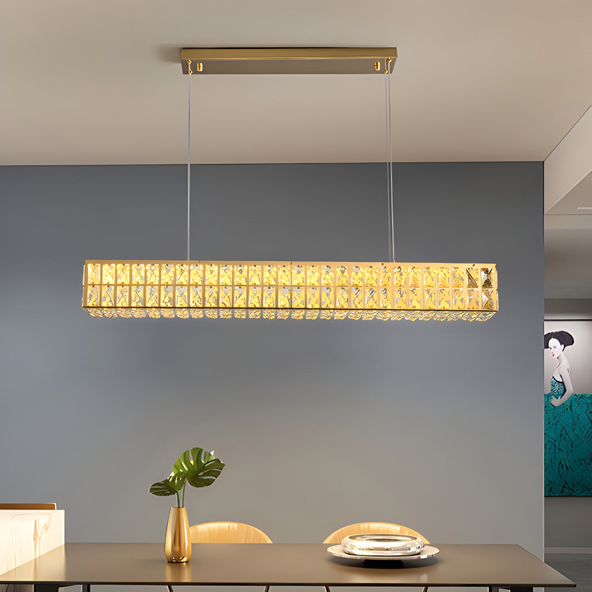 flairel Crace Cuboid Crystal Chandelier