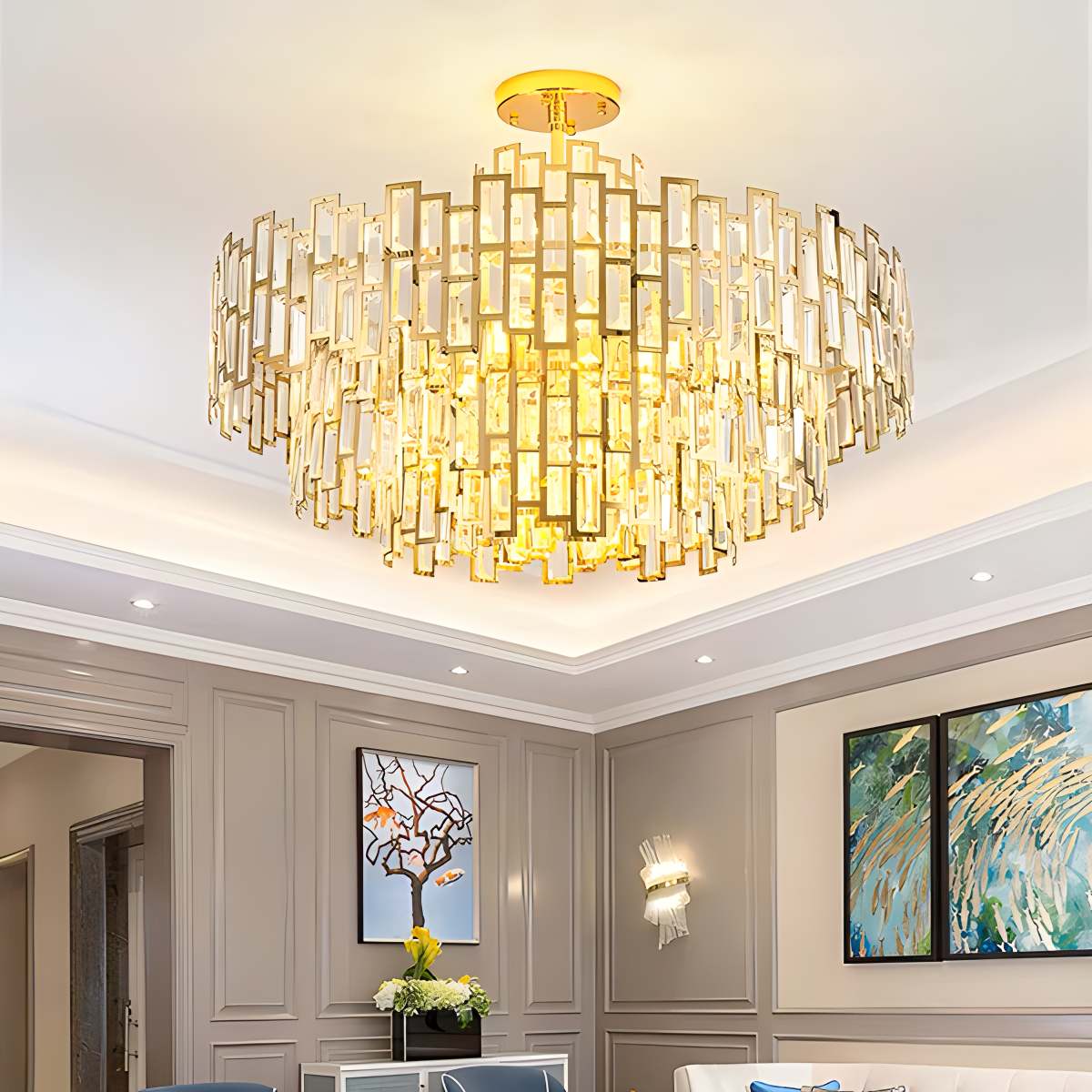 flairel Lucienne Crystal Chandelier for Living Room