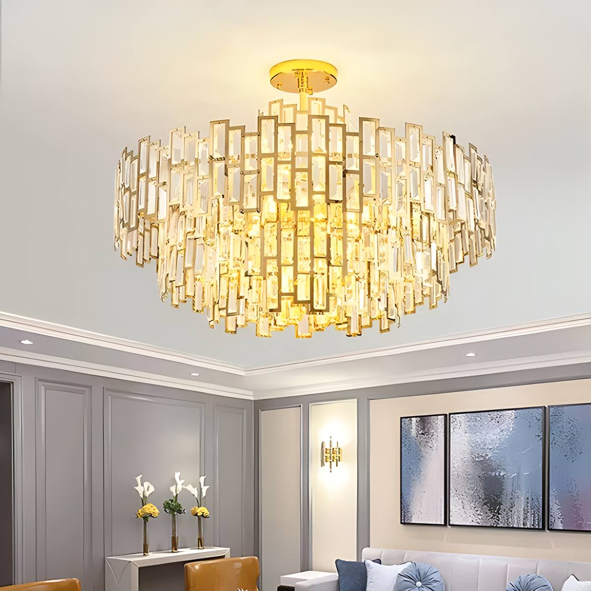 flairel Lucienne Crystal Chandelier for Living Room