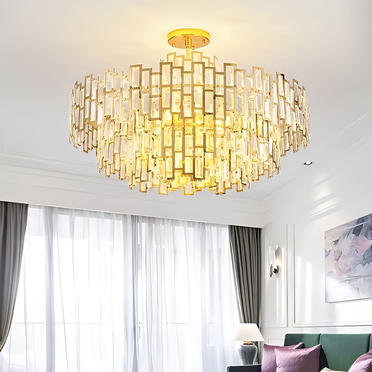 flairel Lucienne Crystal Chandelier for Living Room