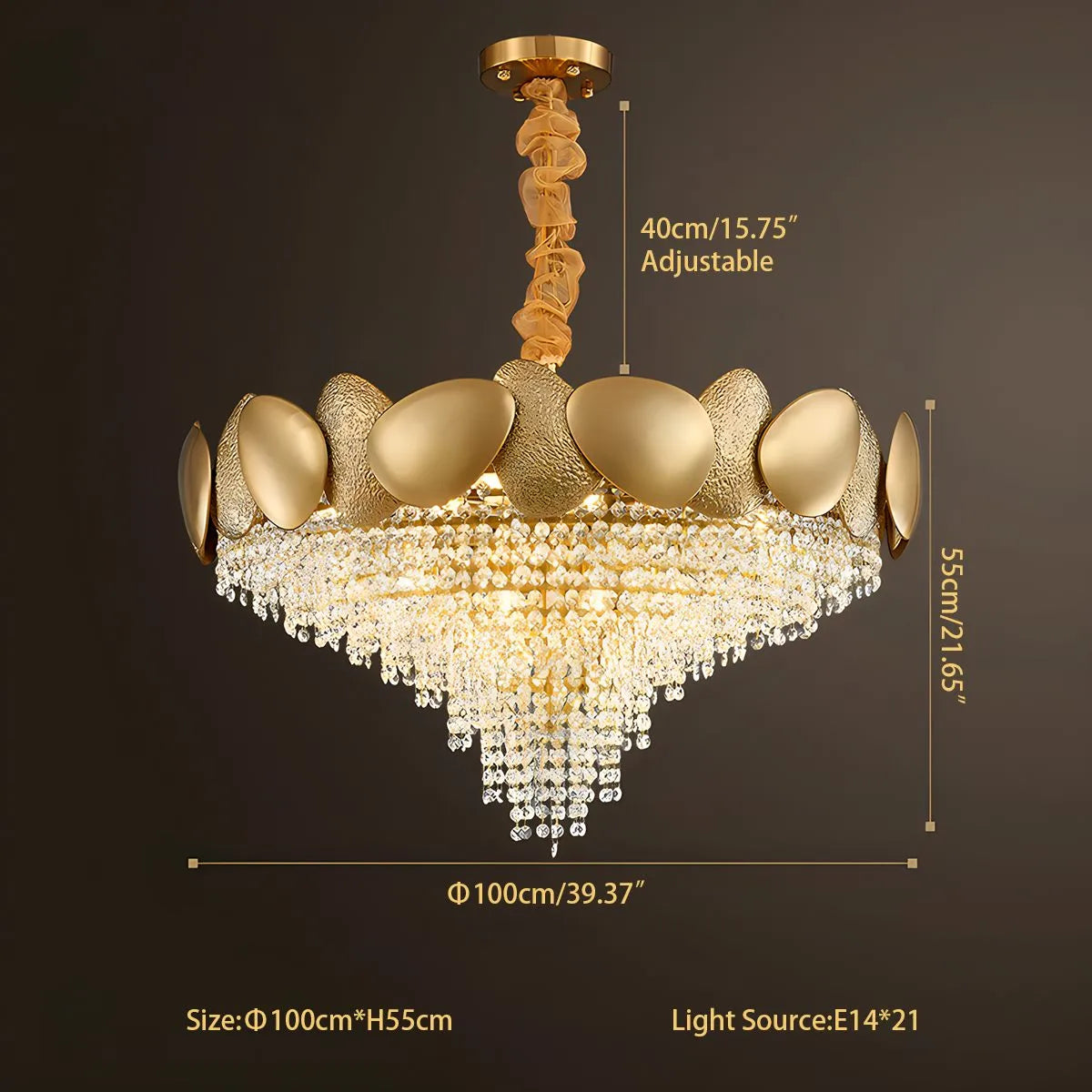 flairel Luxurious Crystal Golden Chandelier