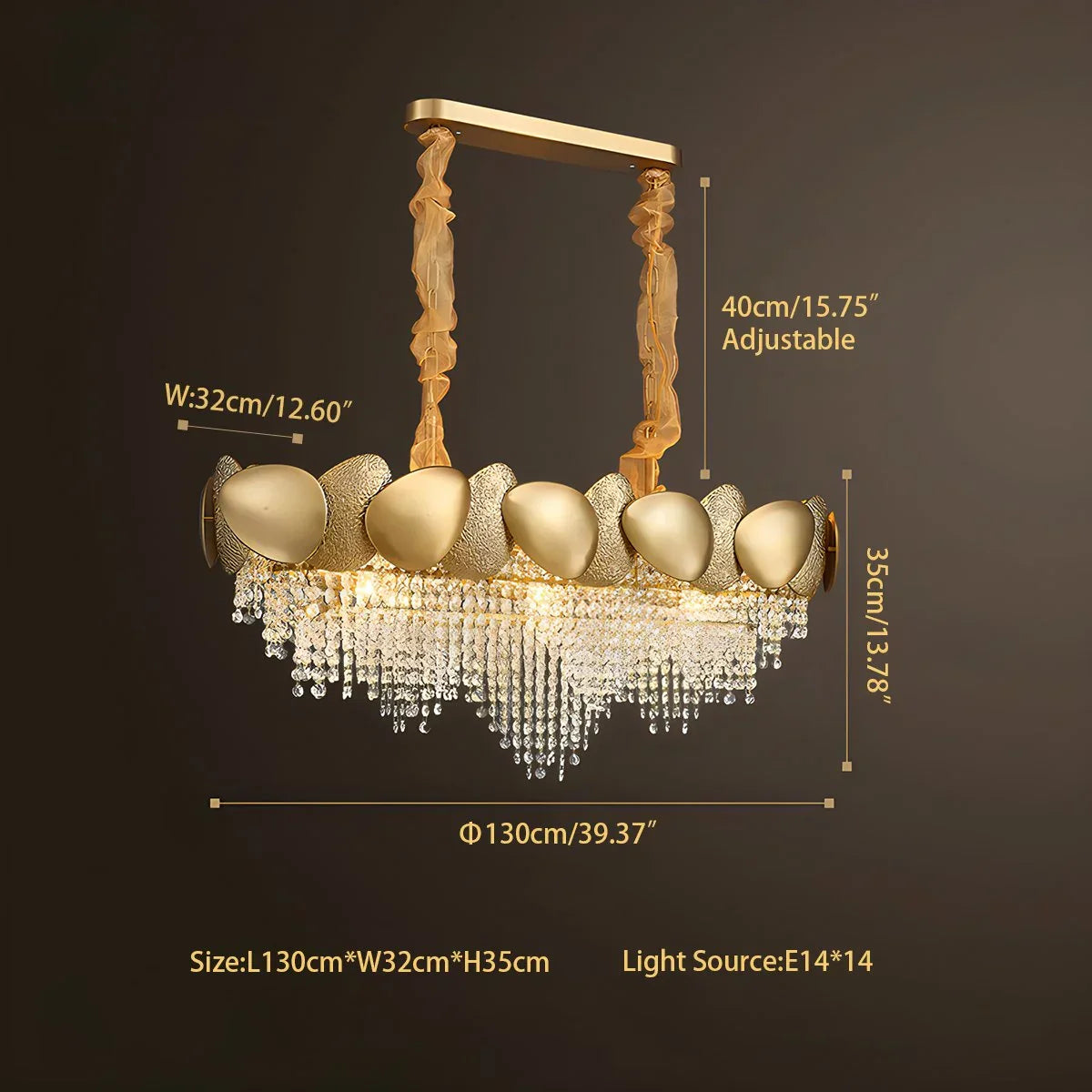 flairel Luxurious Crystal Golden Chandelier