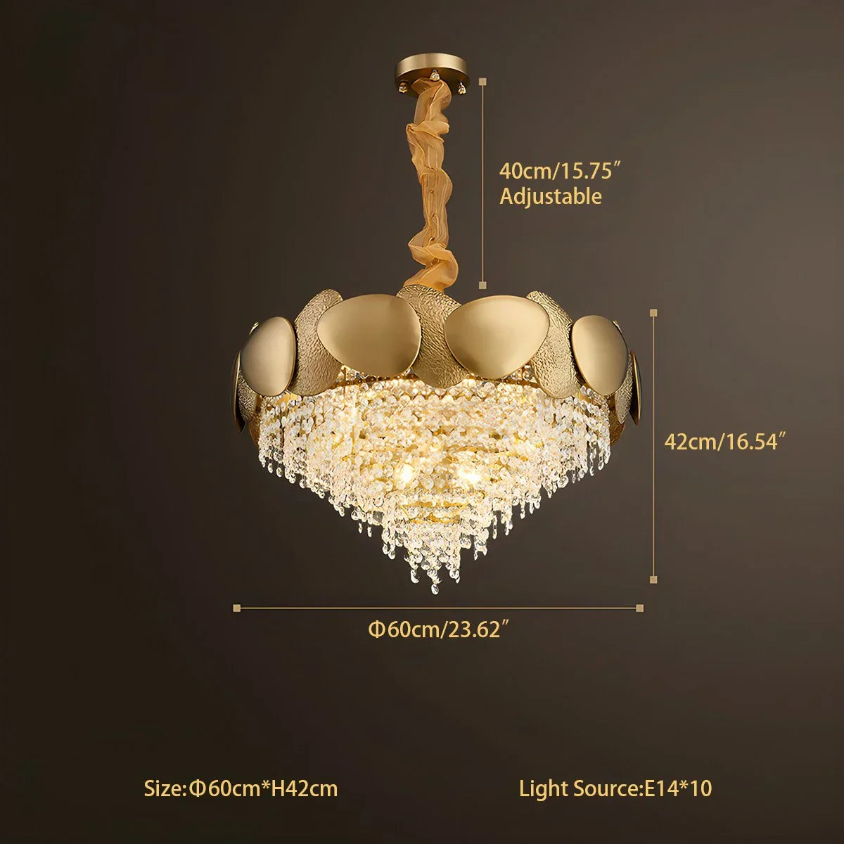 flairel Luxurious Crystal Golden Chandelier