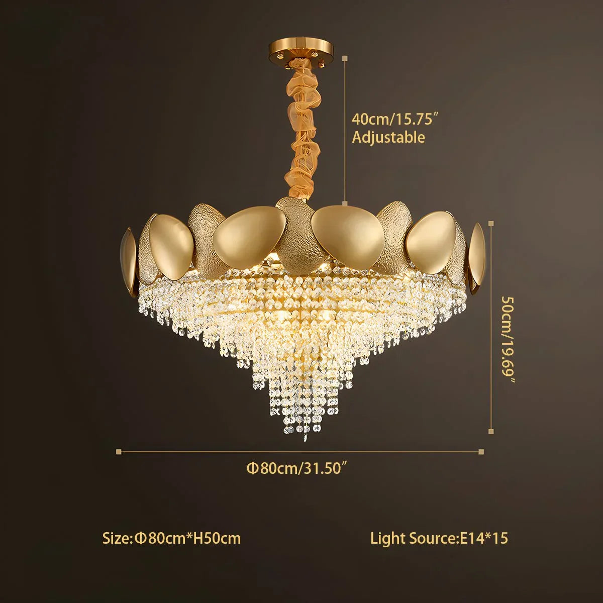 flairel Luxurious Crystal Golden Chandelier