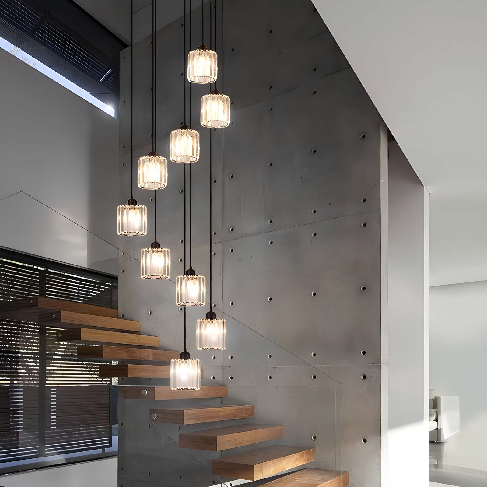 flairel Kristy Modern Minimalist Glass Chandelier