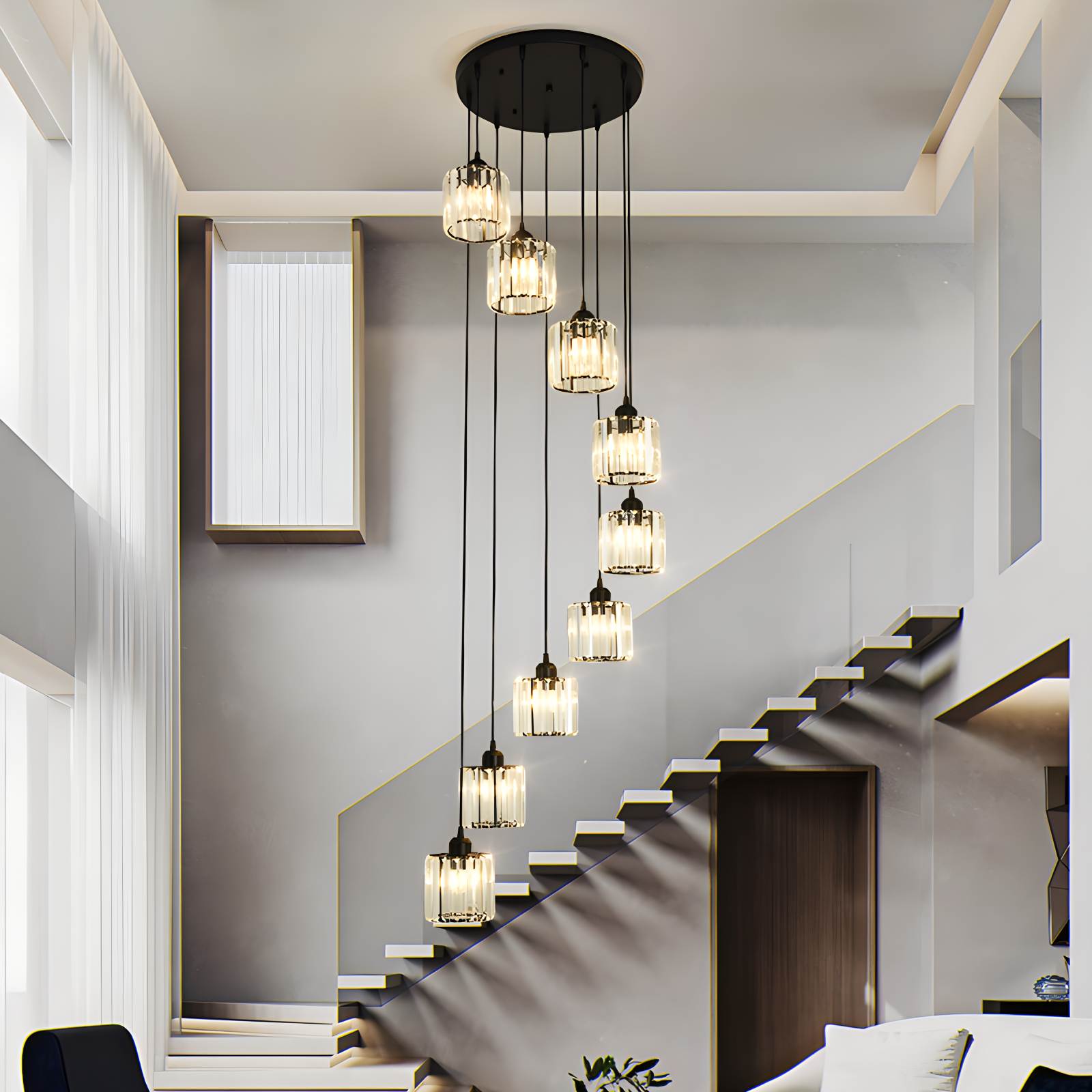 flairel Kristy Modern Minimalist Glass Chandelier