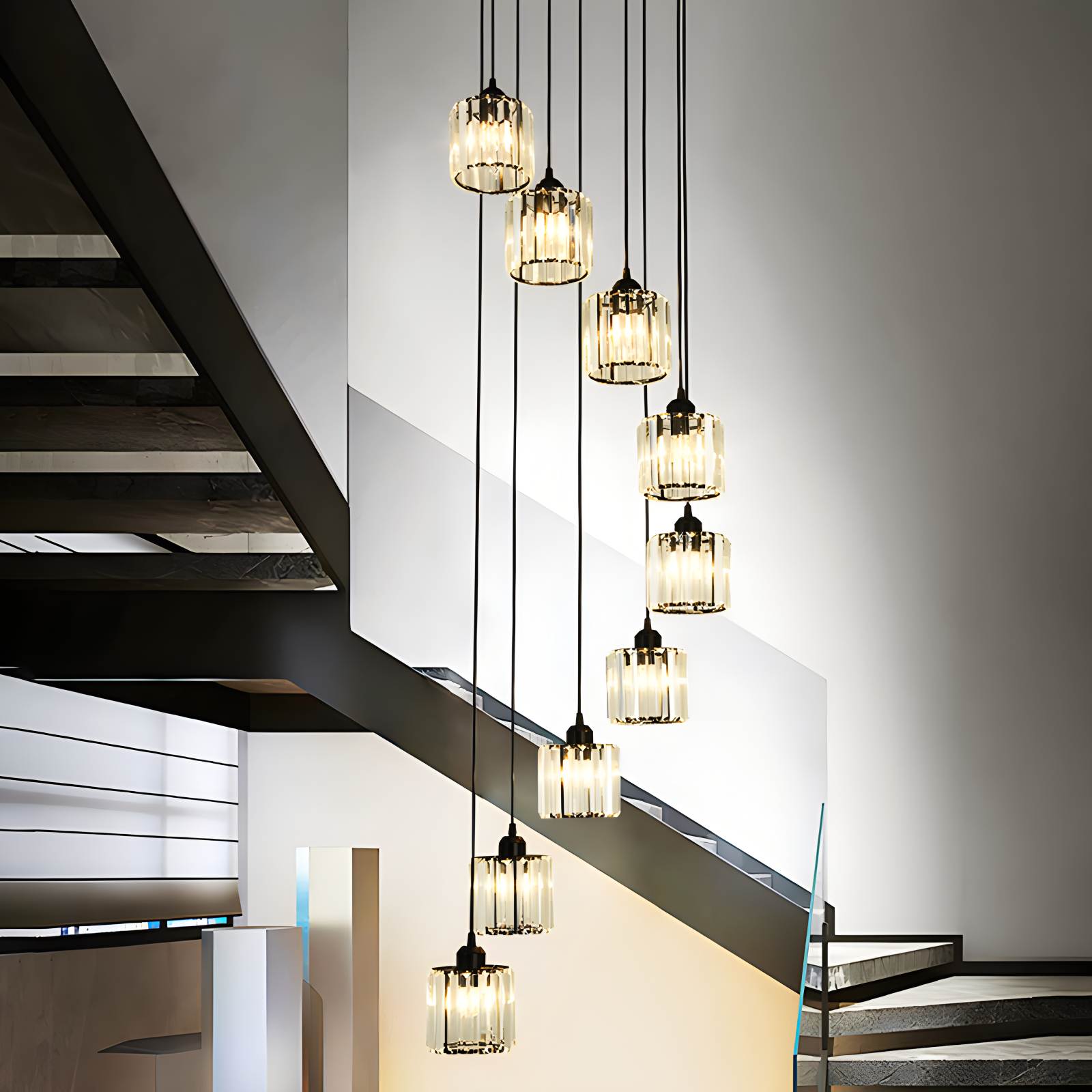 flairel Kristy Modern Minimalist Glass Chandelier