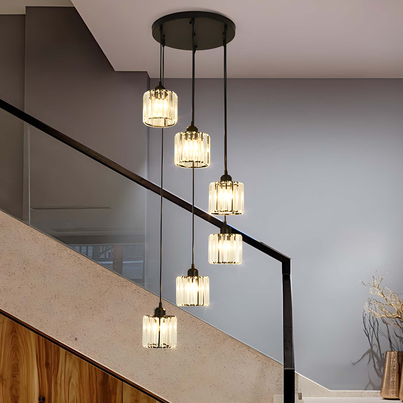 flairel Kristy Modern Minimalist Glass Chandelier