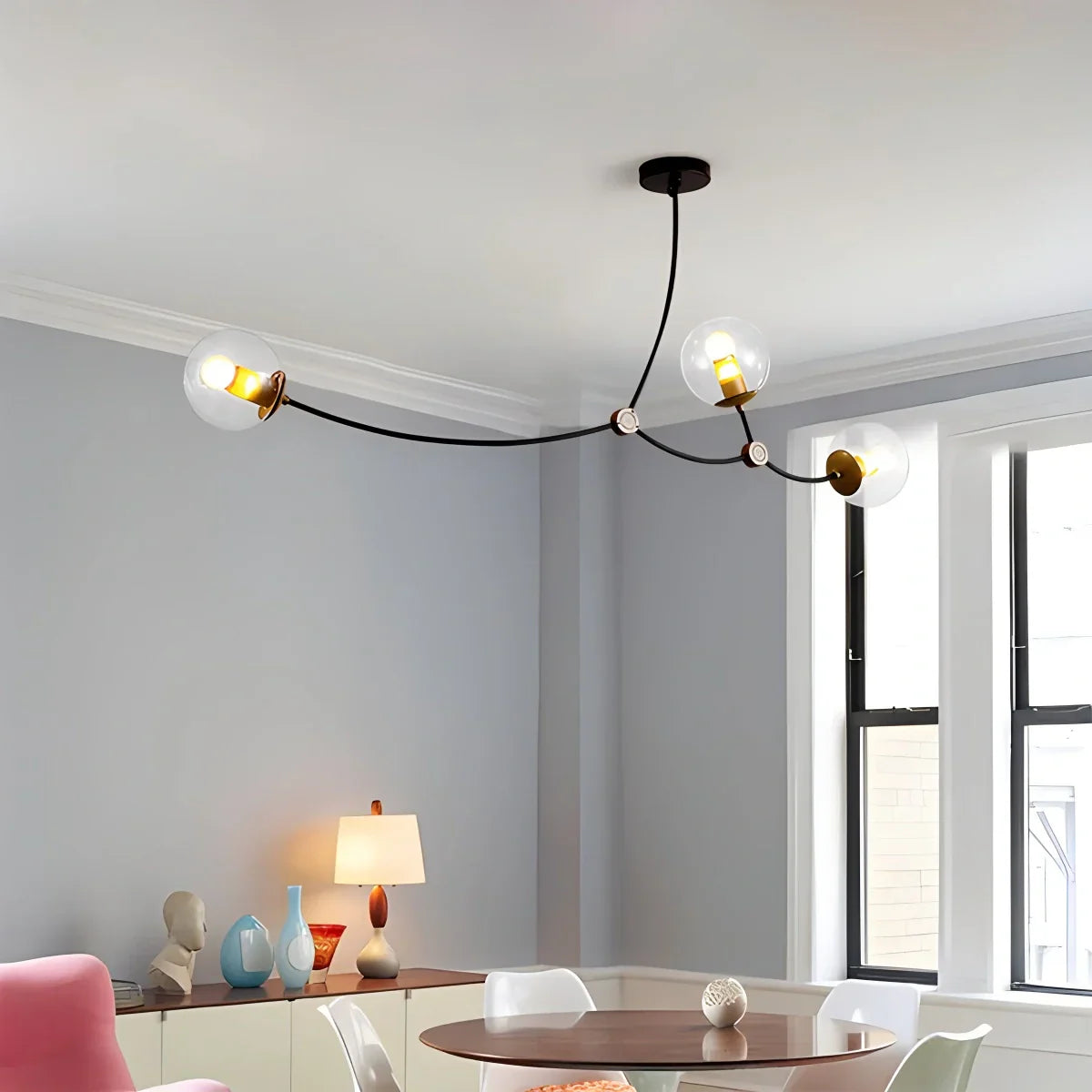 flairel Minimalist Sputnik Globe Glass Chandelier