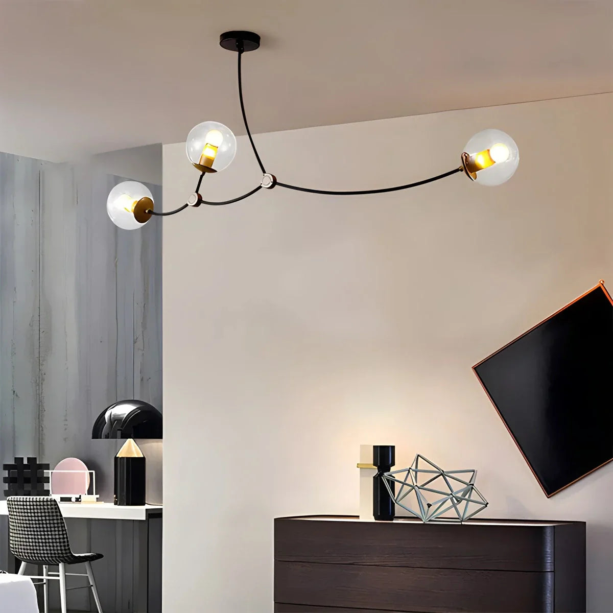 flairel Minimalist Sputnik Globe Glass Chandelier