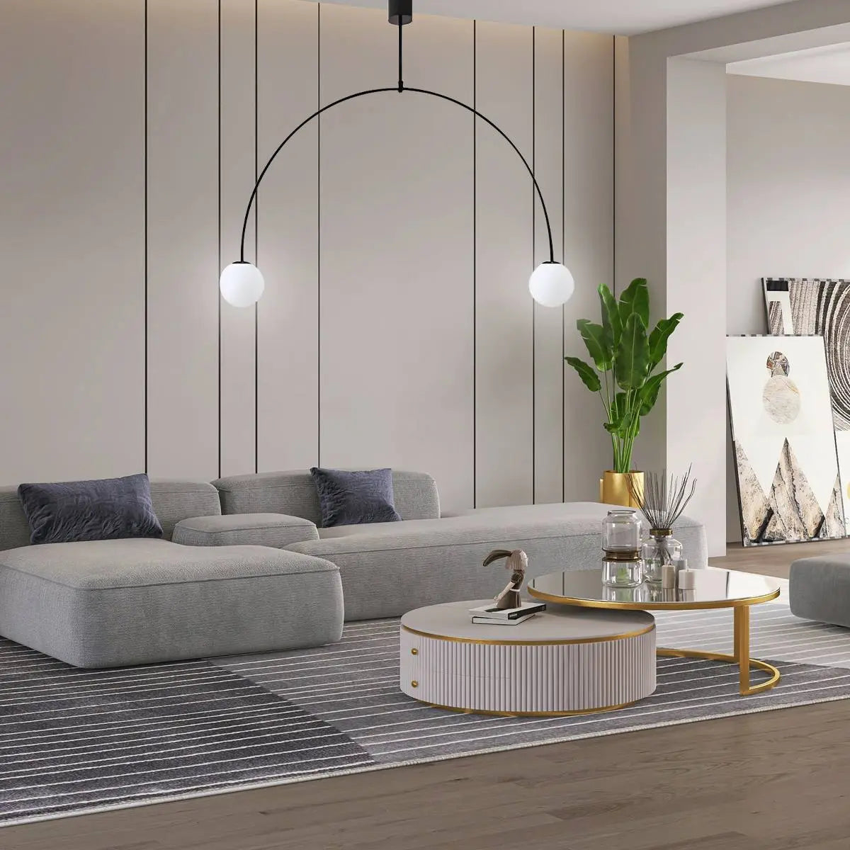 flairel Minimalist Linear Metal Chandelier