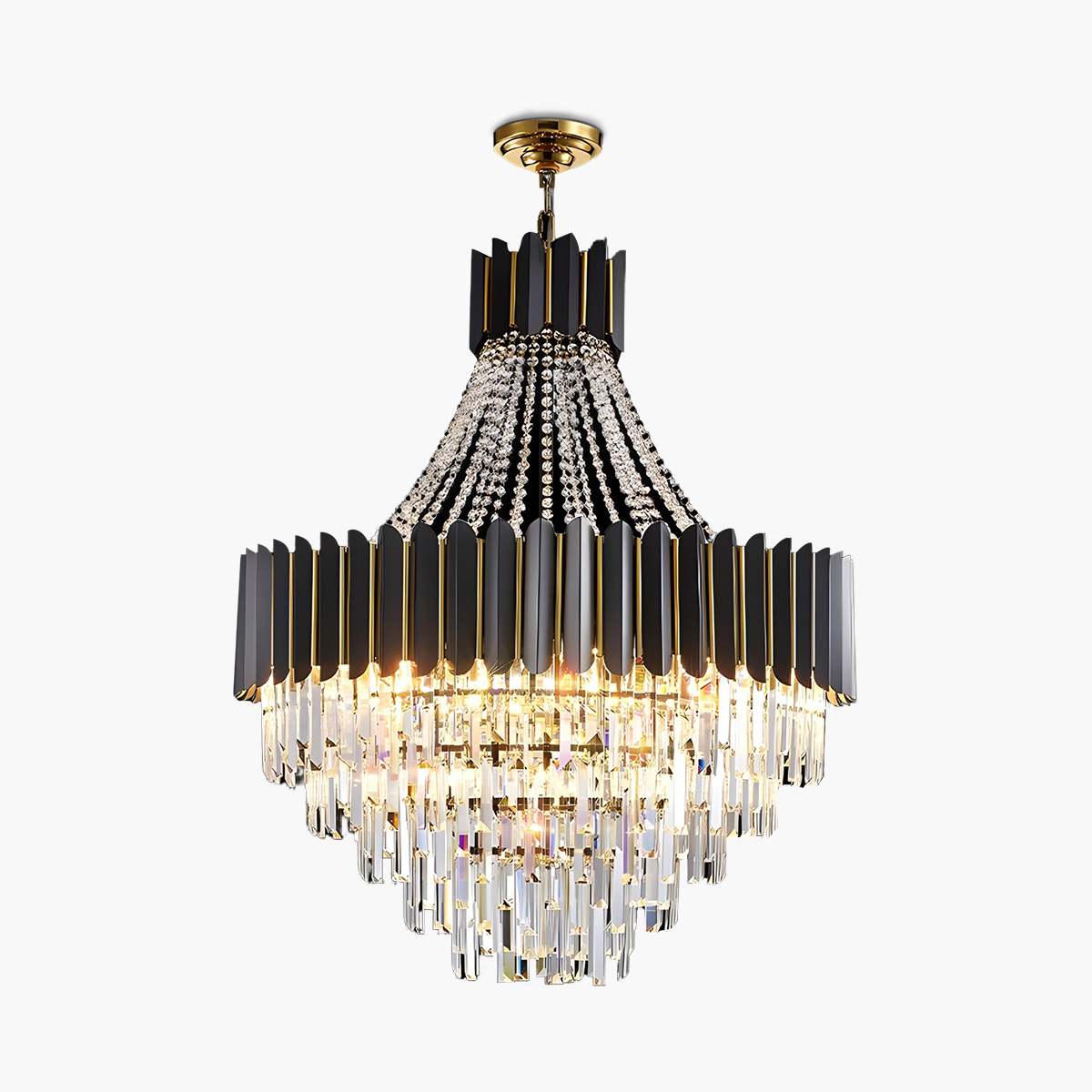 flairel Modern Black Gold Luxury Crystal Chandelier