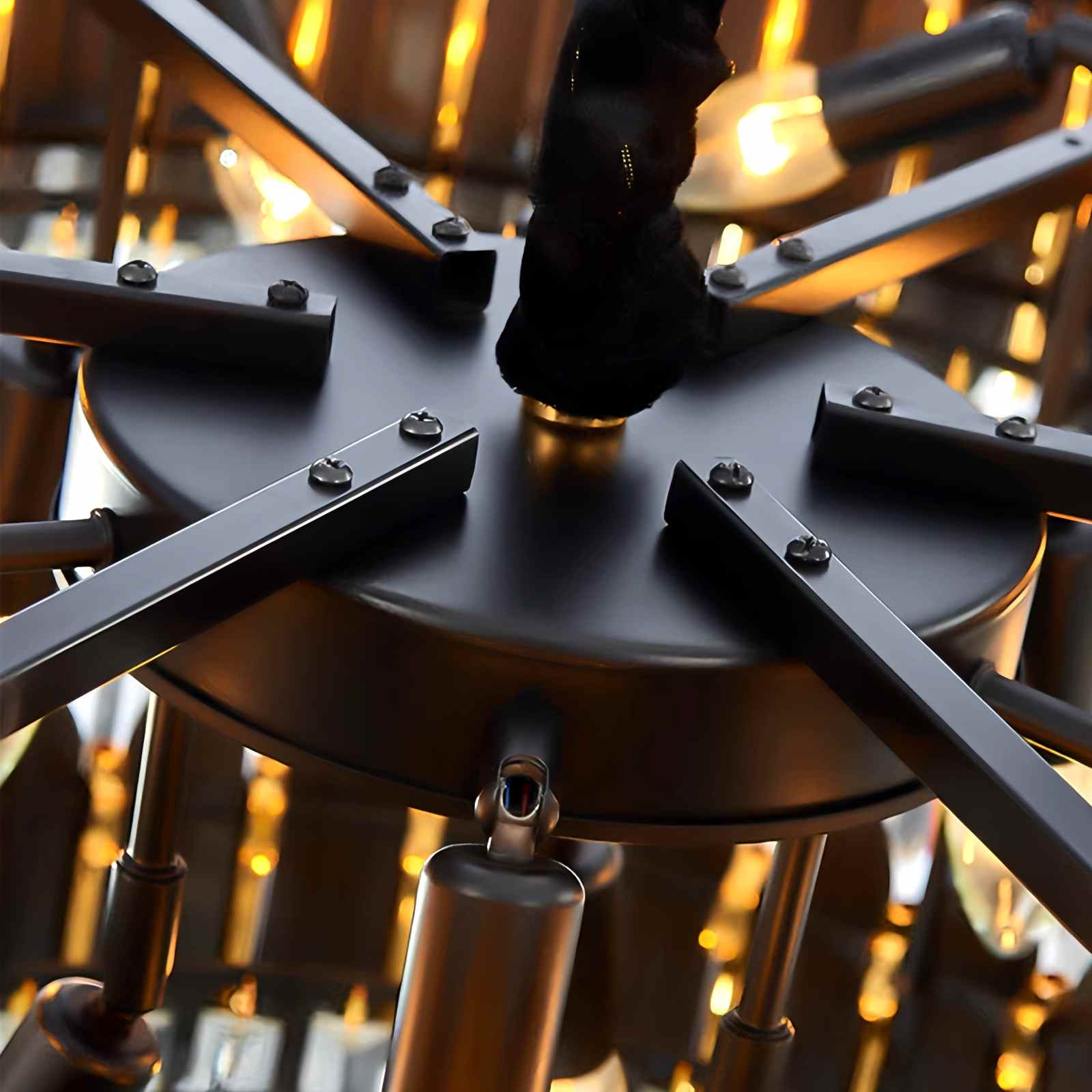 flairel Modern Black Gold Luxury Crystal Chandelier