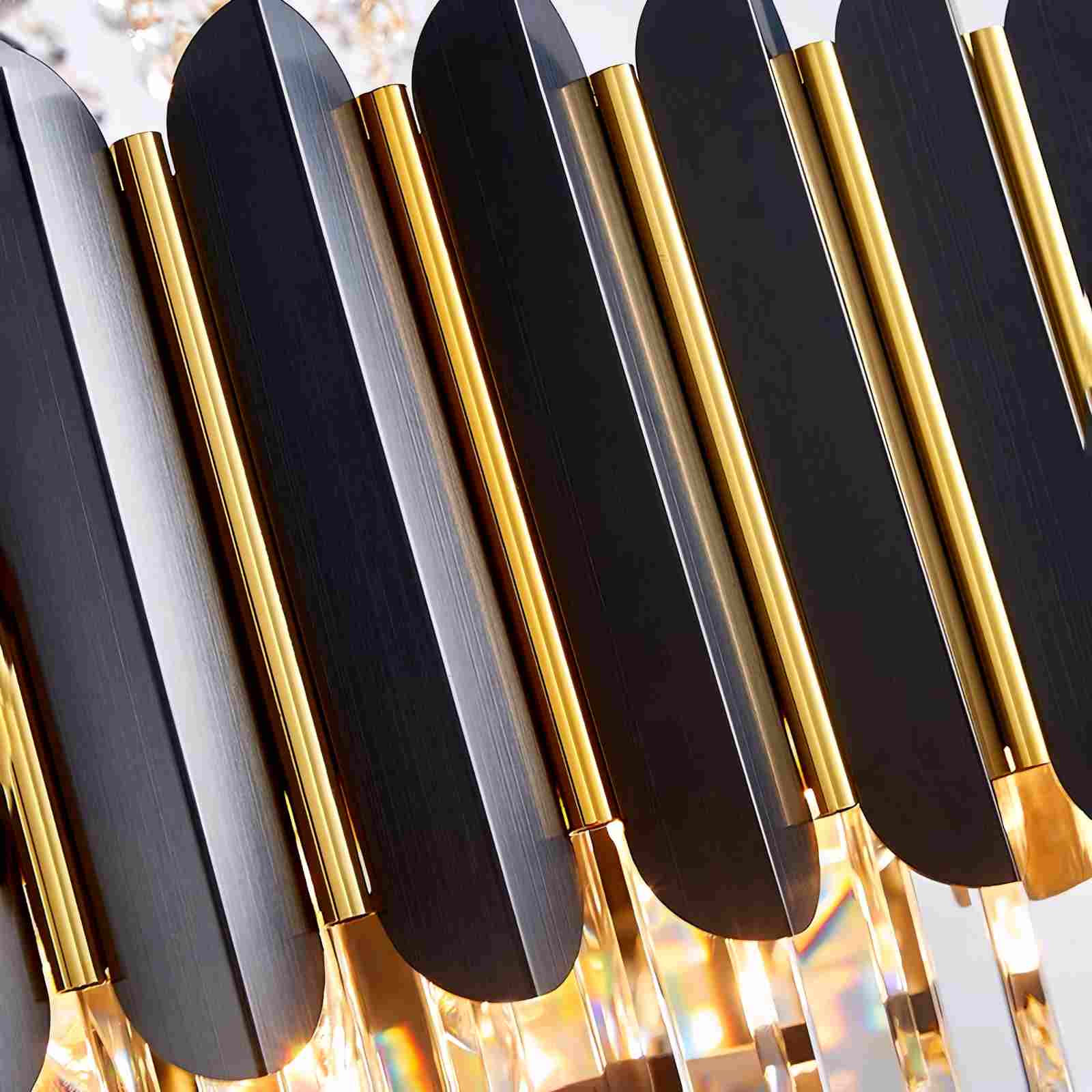 flairel Modern Black Gold Luxury Crystal Chandelier