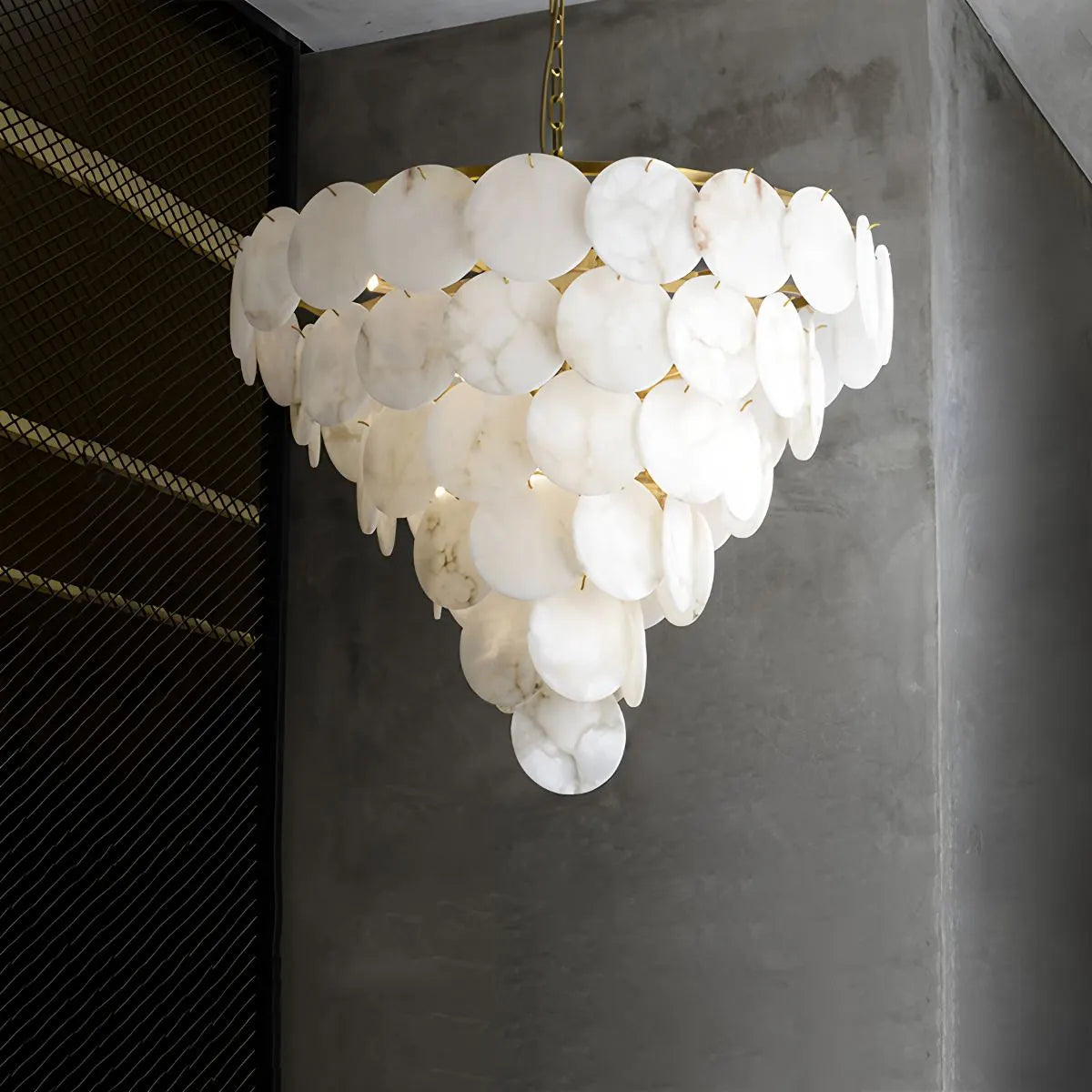 flairel Modern Round Shell Spanish Alabaster Chandelier