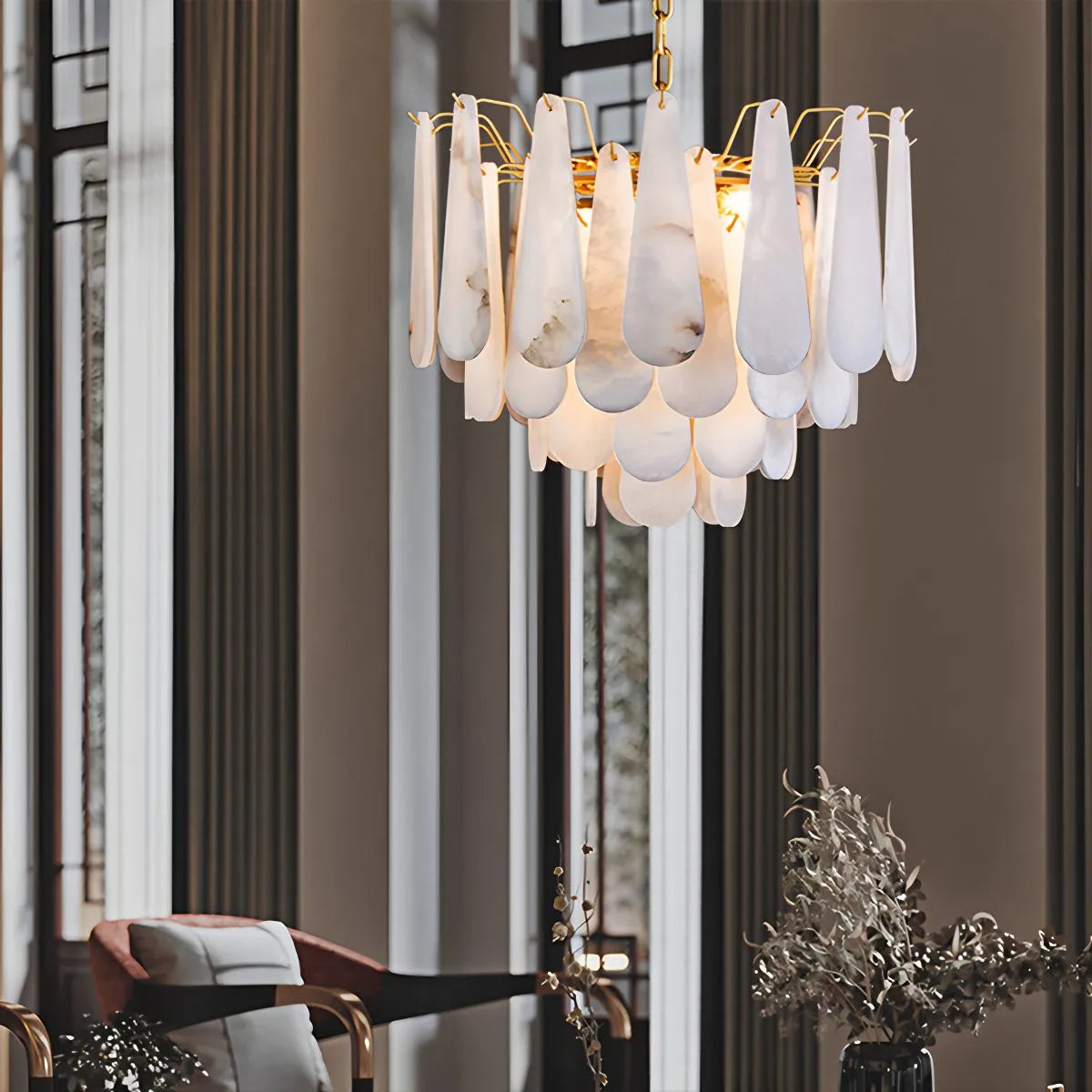 flairel Modern Luxury Multi-layer Spanish Alabaster Chandelier