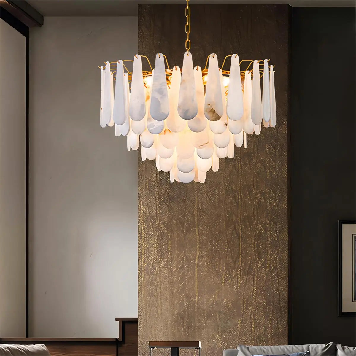 flairel Modern Luxury Multi-layer Spanish Alabaster Chandelier