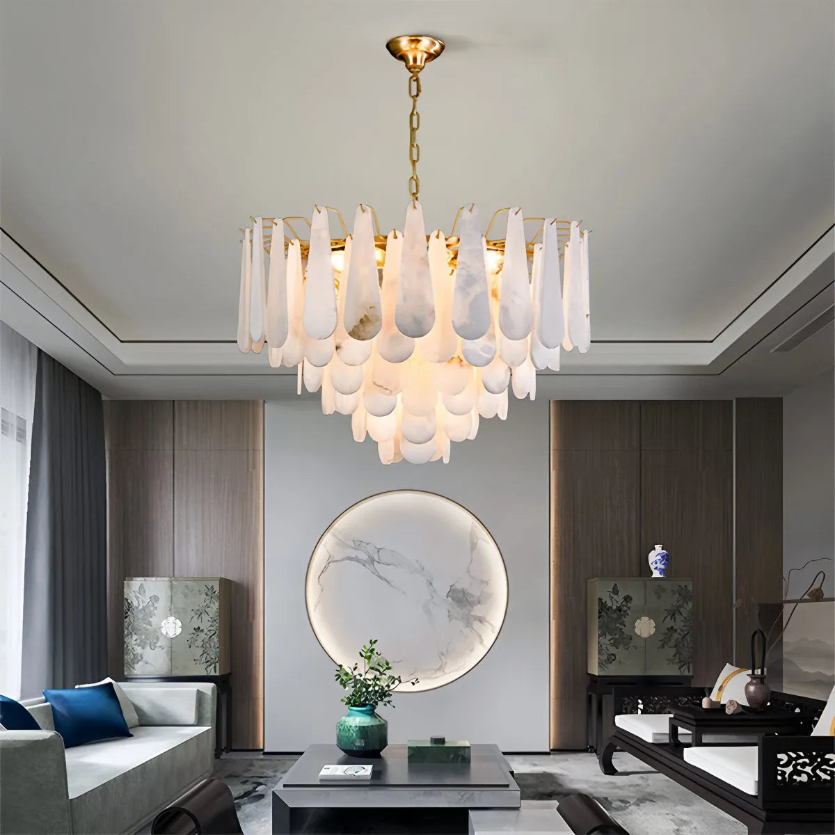 flairel Modern Luxury Multi-layer Spanish Alabaster Chandelier