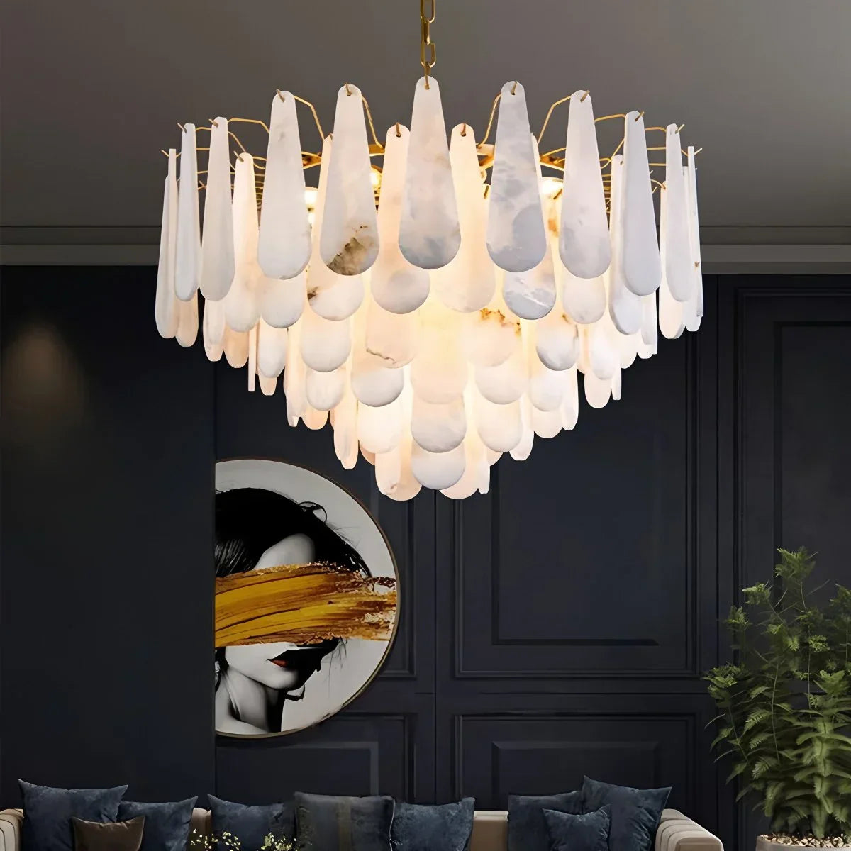 flairel Modern Luxury Multi-layer Spanish Alabaster Chandelier
