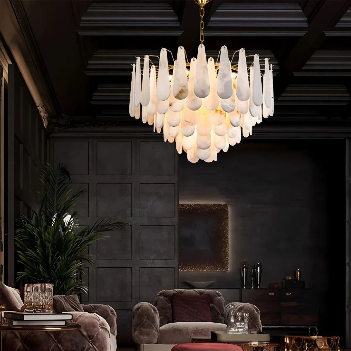 flairel Modern Luxury Multi-layer Spanish Alabaster Chandelier