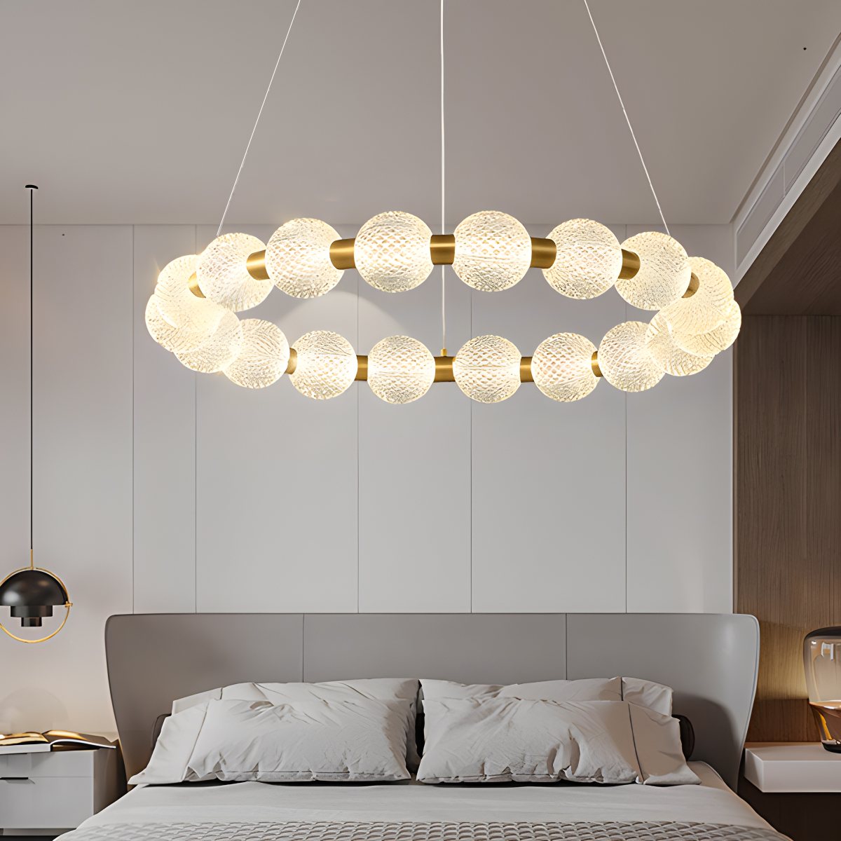 flairel Modern Ring Pearl Chandelier for Living Room