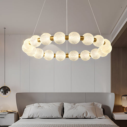 flairel Modern Ring Pearl Chandelier for Living Room