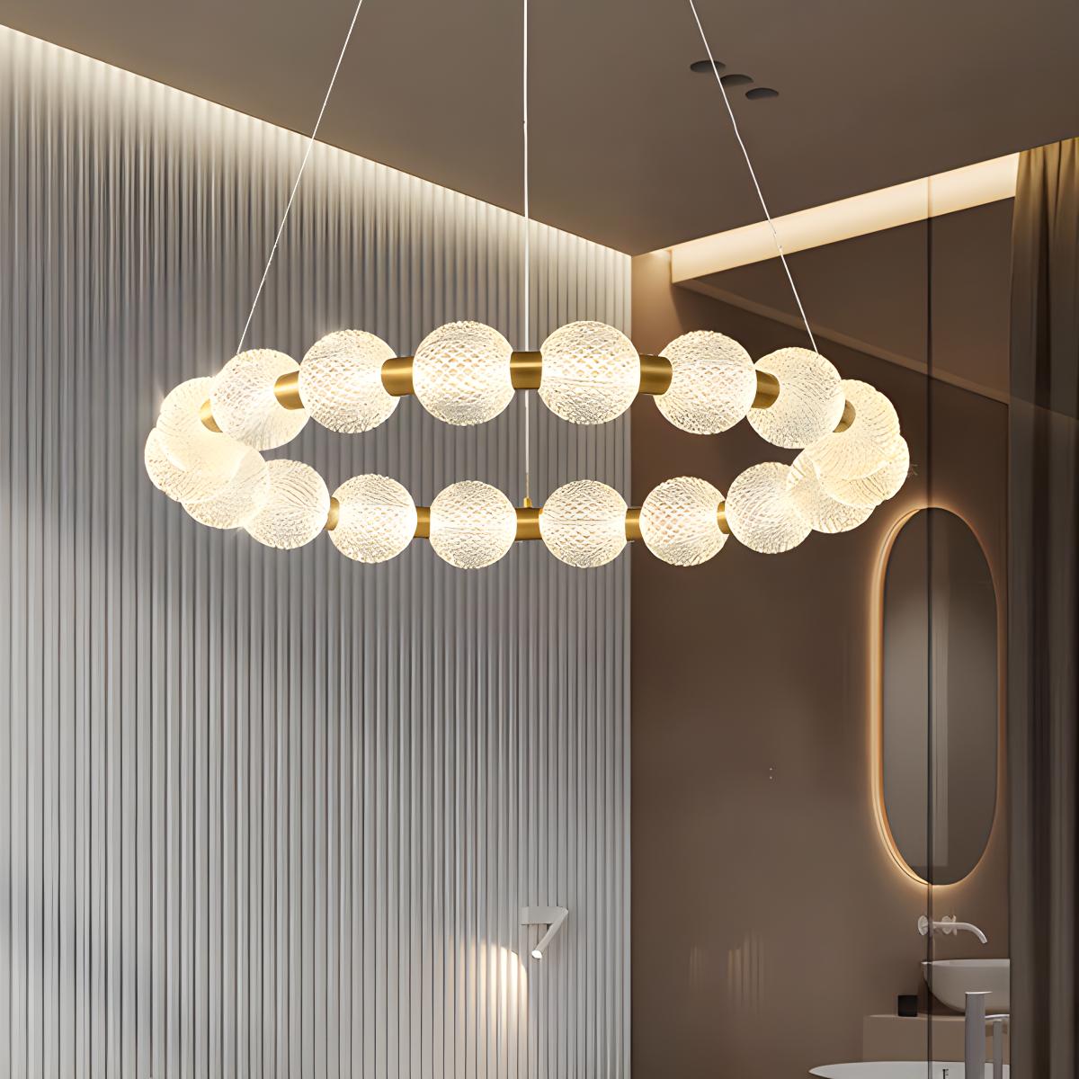 flairel Modern Ring Pearl Chandelier for Living Room