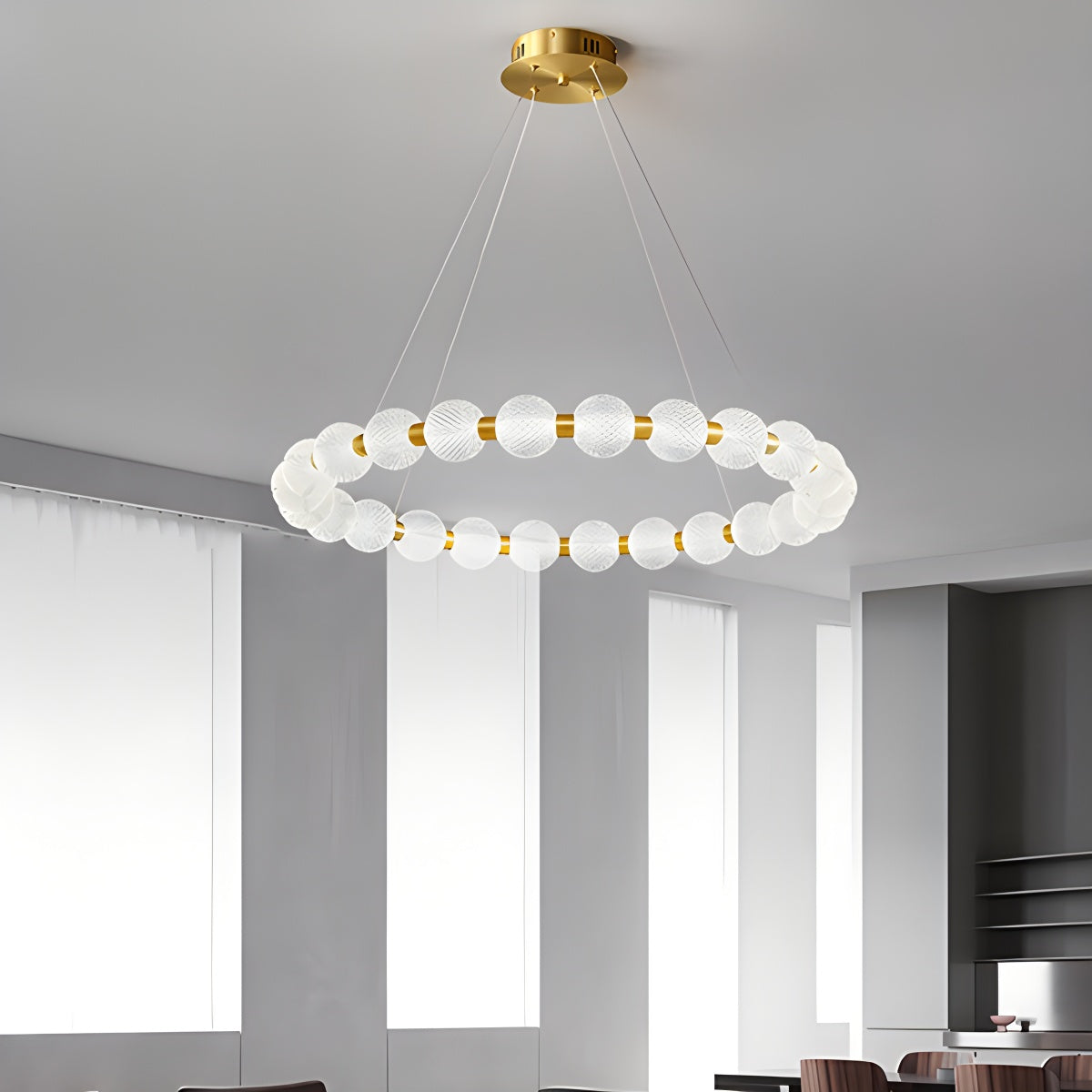 flairel Modern Ring Pearl Chandelier for Living Room